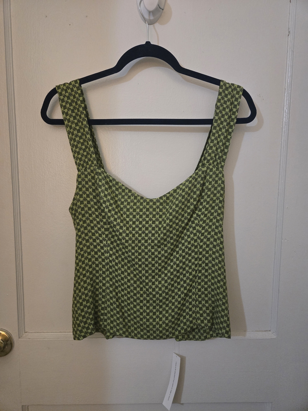 Reformation Green Patterned Square-Neck Cami